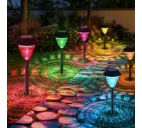 8 Pack Solar Lights Outdoor Garden, Upgraded Solar Panel, Outdoor Solars Light with Warm & Rgb, Ip65 Garden Light s Sola r Powered Waterproof, Stake Lights for Walkway, Patio, Yard, Lawn, Driveway