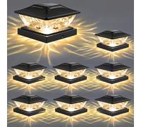 8 Pack Solar Post Cap Lights,2 Modes Outdoorsolar Fence Post Lights for 4x4 4.5x4.5 5x5 Wooden Vinyl Posts,Solar Powered Deck Post Lights for Front Porch Patio Decor (Black)