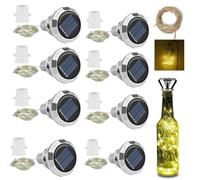 8 Pack Solar Powered Bottle Lights With Cork - Solar Bottle Lights Diamond Top Solar Fairy Lights with 2M 20 Led Copper Wire, IP65 Waterproof Copper for Outdoor Gardens, Patios Parties Festival