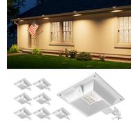 8 Pack Solar Powered Gutter Lights Outdoor Decorative Waterproof 12 LEDs Yard Lamp for Fence, Railing, Outside Wall, Deck, Garden, Path, Backyard, Walkway, Patio, No Drilling Installation (Warm White)
