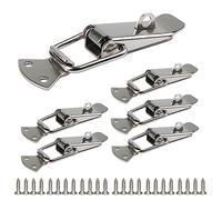 8 Pack Spring Loaded Toggle Latch Catch, Stainless Steel Spring Toggle Lock with Padlock Hole for Cabinet, Wooden Case, Toolboxes, and Chest Trunk (Silver, Medium(6pcs))