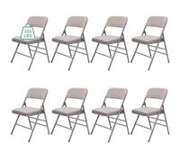 8 Pack Stackable Folding Chairs with Padded Cushs - Portable Indoor & Outdoor Seating for Home, Office, Events - Comfortable Fabric Grey Chairs