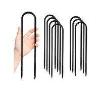 8 Pack Steel Rebar Stakes, 12-Inch Heavy Duty U Hook Metal Fence Stake, Rustproof Ground Hooks Anchors for Tents, Plants