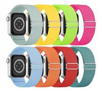 8 Pack Stretchy Solo Loop Band Compatible with Apple Watch Bands for Women Men 40mm 38mm 41mm 42mm 44mm 45mm 46mm 49mm, Nylon Braided Elastic Strap for iWatch Series 10 9 8 7 6 SE 5 4 3 Ultra Ultra 2