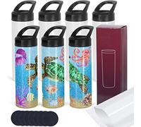 8 Pack Sublimation Tumblers Bulk, 20 OZ Skinny Straight Sublimation Sports Tumbler Blanks, Double Wall Stainless Steel Sublimation Water Bottle Bulk with Portable Handle, Individually