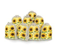 8 Pack Sunflowers Bee Summer Muslin Bags 5x7 Inch Cotton Linen Drawstring Pouches for Gifts Jewelry Wedding Favors Party Reusable Cloth Storage Sacks with Double Strings for Jewelry DIY Crafts