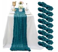 8 Pack Teal Cheesecloth Table Runner 10Ft Gauze Cheese Cloth Table Runner 35 x 20Inch Romantic Boho Table Runners for Wedding Bridal Baby Shower Birthday Party Engagement Christmas Rustic Table Décor