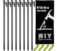 8 Pack Tent Stakes Heavy Duty Metal Tent Pegs for Camping Steel Tent Stakes 16 inch Unbreakable and Inflexible