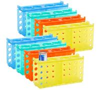 8 Pack Test Tube Holders, Interlocking Test Tube Racks - 4-Size Plastic Holder for 0.5ml-50ml Centrifuge Tubes, Lab Organisers for Science Classrooms