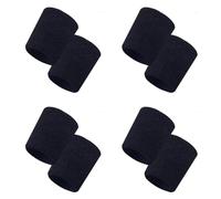 8 Pack Thickened Sports Wristbands - Breathable Black Sweat Wrist Protectors for Tennis, Basketball & Gym | Elastic Fitness Bands for Running & Workouts