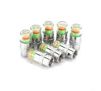8 Pack Tire Pressure Valve with Sensor Indicator for Car and Motorcycle - Green/Yellow/Red, Fits 2.4 Bar, Metal + PC