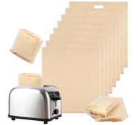 8 Pack Toaster Bags, Toastie Bags for Toaster Reusable Non-Stick, Washable Sandwich Bag, Toastie Bag for Microwave Grill Oven (17 x 19cm)