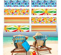 8 Pack Towel Bands for Chairs - Beach Towel Clips Strap Holders Elastic Windproof for Lounger, Pool, Summer - Rainbow Style, 11.81 x 1.97 Inch