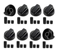 8 Pack Universal Cooker Knobs Replacement Set with 24 Accessories - Fits Gas Hobs, Electric Ovens & Thermostats, Heatproof Control Dials for Cookers, Stoves & Kitchen Appliances,（Black）