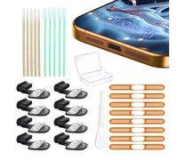 [8-Pack] USB C Dust Plug, Charging Port Cover with Anti-Lost Strap, with Speaker Dust Cover Compatible with iPhone 15/15 Pro/iPhone 17 Pro Max Type C (USB C Cover 17Max (Orange))