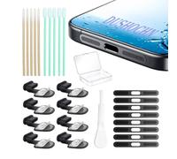 [8-Pack] USB C Dust Plug, Charging Port Cover with Anti-Lost Strap, with Speaker Dust Cover Compatible with iPhone 17 Air Type C (USB C Cover 17 Air (Black))