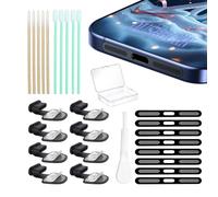 [8-Pack] USB C Dust Plug, Charging Port Cover with Anti-Lost Strap, with Speaker Dust Cover Compatible with iPhone 17 pro max Type C (USB C Cover 17 Max (Black))