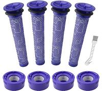 8 Pack Vacuum Filter Replacement Kit for Dyson V7, V8 Animal and V8 Absolute Cordless Vacuum, 4 Post Filter, 4 Pre Filter, Replaces Part # 965661-01 & 967478-01