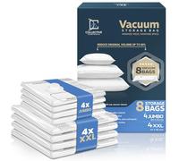 8 Pack Vacuum Storage Bags - 4 XXL & 4 Jumbo Vacuum Seal Bags for Blankets, Comforters, Clothing & Bedding - Space Saver Compression Bags