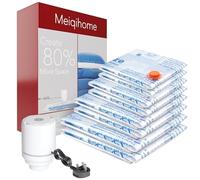 8 Pack Vacuum Storage Bags with Electric Air Pump，2 Jumbo,2 Large,2 Midium,2 Small Bags Space Saver Sealer Bags, Airtight Compression Bags for Clothes, Pillows, Comforters, Blankets, Bedding, Clothing