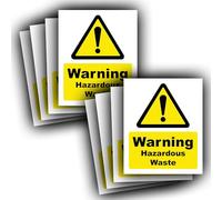 8 Pack - Warning Hazardous Waste Labels - Waterproof Vinyl COSHH Stickers - 90mm x 110mm