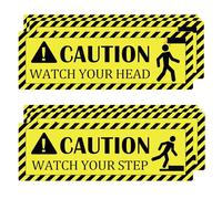 8 Pack Watch Your Step Sticker Watch Your Head Sign Stickers 4x12 Inch-Vinyl Caution Safety Signs Decals Laminated Safety Warning Sticker for Business, Door Signs, Outdoor and Indoor Use