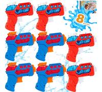 8 PACK Water Pistol for Kids, Small Mini Water Squirt Gun for Summer Pool Garden Beach, Birthday Party Favors Fillers for Boys Girls Outdoor, Training Toy for Dog Cat - Gift Package (Red/Blue)