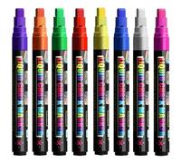 8 Pack Window Pens, 7mm/10mm Liquid Chalk Markers, Jumbo 3-in-1 Nib with 20g Ink, Non-Toxic Neon Dry Erase Marker, for Glass Chalkboard Blackboard Car Windows Sign Writing for Christmas (B, 7mm Line)