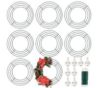 8 Pack Wire Wreath Frame 8 Inch Metal Wreath Form Ring for Crafts DIY Front Door Wreaths Christmas Valentines Wedding Home Party Decoration with 38 Yard Paddle Wire UltraOutlet Artificial Garlands