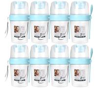 8 Pack Yogurt Parfait Cups with Lids and Spoons, 26 oz Breakfast Cereal On The Go Cups with Topping Compartments Reusable Overnight Oats Containers for Breakfast to Go