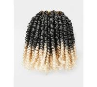 8 Packs 10" Pre Twisted Ombre Grey to Blonde Off White 3 Tone Pre Twisted Synthetic Hair Extensions Super Soft Bouncy 8 Packs 10" 8 Packs Grey 27/613