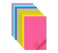 8 Packs 4x6 Inch Lined Sticky Notes, Ruled Large Notepad with Lines, Ultra Strong Adhesive Self-Stick Memo Pads, Bright Colorful Sticky Notes for Office School, Sticks to Windows Doors, Recyclable, E