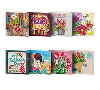 8 Packs 5D Diamond Painting Greeting Cards Kits DIY Gift Card Thank You Cards with Envelopes Diamond Art Craft Gifts for Birthday Mother's Day Valentine's Day (Father's Day & Mother's Day)