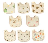 8 Packs Baby Bandana Dribble Bibs Waterproof Newborn Bib Soft and Absorbent Bandana Drool Bibs Cotton Baby Infant Feeding Teething Bib with Adjustable Snaps for Unisex Girls Boys Toddlers 0-12 Months