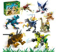 8 Packs Battle Dinosaur Building Set, Mechanical Armor T-Rex, Triceratops & Jurassic Dino Models, 700 PCS Dinosaurs Toys for Kids Boys 6-14 Years Old