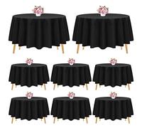 8 Packs Black Polyester Round Tablecloth 90 Inch Black Round Table Cloth Washable Polyester Fabric Table Cover Circular Tablecloth for Wedding Party Birthday Banquet
