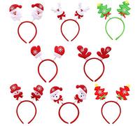 8 Packs Christmas Headbands - Santa Claus, Snowman, Reindeer Antlers Hair Band With Ears - Xmas Costume Party Decoration for Kids & Adults