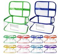 8 Packs Clear Toy Storage Bag with Name Tag, Waterproof Travel PVC Toy Organizer Case with Handles Toy Pouch for Building Blocks Puzzle