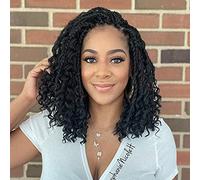 8 Packs Crochet Braids Hair Extensions 12 Inch Boho Braids Extensions Hair with Curly Ends Crochet Hair Extensions for Black Women (1B#)