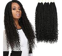 8 Packs Crochet Braids Hair Extensions 20 Inch Boho Braid Extensions Hair with Curly Ends Goddess Braids Extensions Hair Black Crochet Hair Extensions for Black Women (1B#)