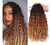 8 Packs Crochet Braids Hair Extensions Box Braids Extensions Hair Pre looped Crochet Hair Extension Goddess Box Braids Crochet Hair Extensions for Black Women (14 Inch (Pack of 8), #1B-30-27)