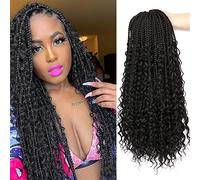 8 Packs Crochet Braids Hair Extensions Box Braids Extensions Hair Pre looped Crochet Hair Extension Goddess Box Braids Crochet Hair Extensions for Black Women (#1B, 20Inchs (Packs of 8))