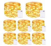 8 Packs Fairy Lights Battery Operated, 5m 50 LED Copper Wire Christmas String Lights,Warm White LED Twinkle Lights for Bedroom Wedding Birthday Party Indoor Tree DIY Decorations