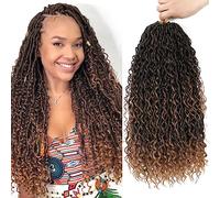 8 Packs Goddess Locs Synthetic Goddess Locs for Black Women Long Crochet Hair Bohemian Style River Hair with Curly Ends, 22 Inch T27#, 8 Packs)