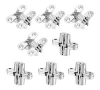 8 Packs Hidden Hinges for Cabinet Doors, 1-3/4" Stainless Steel Hidden Hinges, 180 Degree Invisible Hinge, Cross Concealed Hingesfor Cabinet, Folding Door, Folding Table and Cupboard