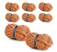 8 Packs Jumbo Chunky Chenille Yarn - 1820g(64oz) 254 Yards (761ft) Bulky Yarn - Chunky Yarn for Hand Knitting Blanket,Cushions, Pet Bed - Soft and Durable(Orange)