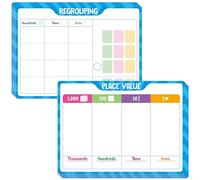 8 Packs Place Value Whiteboards, Double-Sided Dry-Erase Cards, Writable and Erasable Math Learning White Board for Kids, Students, Classroom and Home (Each measures 12” x 9”)
