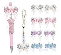 8 Packs Rhinestone Bows Beads for Pens Fancy Bow Beads for Beadable Pens Beadable Keychains Colorful Bowknot Beads for DIY Pens Jewelry Keychain Making Suppliers