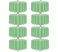 8 Packs Round Tablecloth 90 Inch Sage Green Tablecloth for Circle Tables, Washable Polyester Fabric Table Cloth, Wrinkle Resistant Table Cloth Round Cover for Wedding Party Banquet Dining