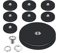 8 Packs Rubber Coated Magnets Black Magnet Mount Base with Rubber Coating Waterproof Magnets with M6 Threaded Nuts Bolt Mounting Magnets Small Scratch Safe Black Stud Magnet for Lighting Camera Tools